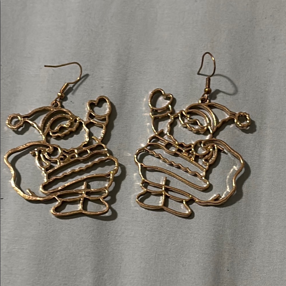 Gold Santa Earrings